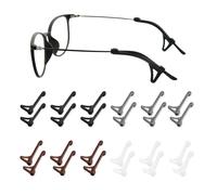 Lot de 12 paires de cache-yeux antidérapants, clips de lunettes antidérapants, cache-bras de lunettes, clips d'oreille pour lunettes, couvre-bras de lunettes souples, accessoires de lunettes, supports