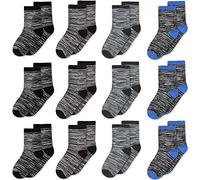Lot de 12 paires de chaussettes en coton à rayures pour garçons et filles (1 à 14 ans) avec motif rayé, Noir , 8 ans