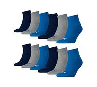 PUMA Mixte Quarter Plain Chaussettes, Multicoloured (Blue / Grey Melange), 39-42