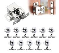 Lot de 12 paires de loqueteaux de porte, diamètre : 3,5 mm, 32 x 28 x 14 mm, tiroirs, sécurité enfant, fermeture à cliquet, pour portes d'armoire, ferrures de meuble, sécurité anti-basculement, pour