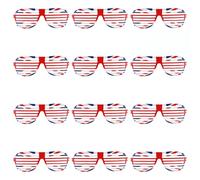 Lot de 12 paires de lunettes de soleil motif Union Jack - Rouge, blanc et bleu - Adulte, homme, femme, Grande-Bretagne VE Day Commonwealth Street Party Accessoire de déguisement