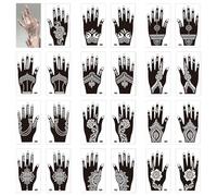 Lot de 12 paires de pochoirs de tatouage au henné, réutilisables, pour main et corps, personnalisation et respectueux de la peau, pour festival, performance, quotidien