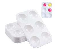 Lot de 12 palettes de mélange en plastique - Plateau de couleur avec 6 champs - Mini palette aquarelle rectangulaire blanche - Réutilisable - Pour peinture, artisanat, peinture, bricolage - 8,3 x 12