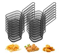 Lot de 12 paniers à frites en acier inoxydable - Petit panier à frites avec poignée - Mini panier de service - Panier à frites pour crevettes et frites (noir)