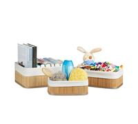 Lot de 12 paniers de rangement en bambou panier décoratif 3 tailles résistant