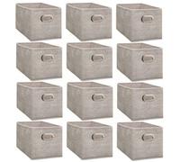 Lot de 12 paniers de rangement en tissu avec poignée Beige, L. 31 x l. 15 x H. 15 cm, MIX'N MODUL