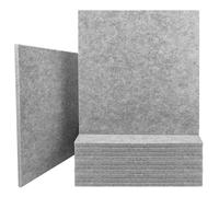 Lot de 12 panneaux acoustiques autocollants en polyester, faciles à coller, for l'insonorisation des murs de votre bar ou studio à domicile.(Light grey)