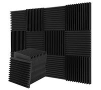 Lot de 12 panneaux acoustiques en mousse ignifuge pour studio, noir, 30 x 30 x 2,5 cm