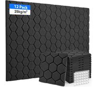 Lot De 12 Panneaux Acoustiques En Mousse-Pour Salles D'Enregistrement Et Bureaux-30X30X2,5cm-Noir