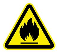 Lot de 12 panneaux adhésifs adhésifs en forme de vinyle jaune dangereux (7 cm, matières inflammables)