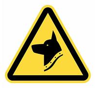 Lot de 12 panneaux adhésifs en forme de chien dangereux de 7 cm autocollants triangle jaune signalisation dangereux (7 cm, chiens dangereux)