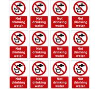 Lot de 12 panneaux autocollants en vinyle « Not drinking water » 60 x 90 mm