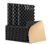 Lot de 12 Panneaux de Mousse Acoustique Autocollants, Mousse Anti-bruit Panneau Acoustique Haute Densité Isolant Phonique, Pour Podcasting, Studios d'enregistrement, Plafonds 30×30×2,5 cm