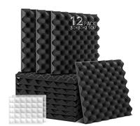 Lot de 12 Panneaux de Mousse Acoustique Avec des Autocollants, Mousse Anti-bruit Panneau Acoustique Haute Densité Isolant Phonique, Pour Podcasting, Studios d'enregistrement, Plafonds 30×30×2,5 cm