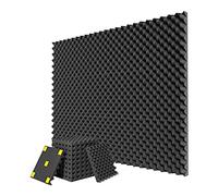 Lot de 12 panneaux de mousse acoustique haute densité ignifuge à récupération Noir 1 x 12 x 12 cm