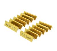 Lot de 12 panneaux de table en métal doré pour restaurants, mariages, cérémonies et événements, tente double face, 15,2 x 4,4 cm