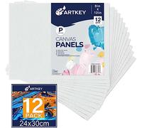 Lot de 12 panneaux de toile de 24 x 30 cm, 300 g/m², triple apprêt, 100% coton, sans acide, pour peinture, peinture acrylique, peinture à l'huile, aquarelle, tempera