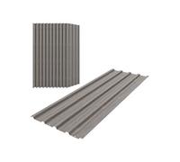 Outsunny Lot de 12 Panneaux en Acier Galvanisé Résistant aux Intempéries, Effet Bois Gris Clair, Dim. d'un Panneau 129L x 45l cm