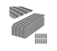 Lot de 12 panneaux - dim. 129L x 45l cm - tôle acier ondulé gris clair