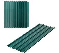 Lot de 12 panneaux - dim. 129L x 45l cm - tôle acier ondulé vert Vert G