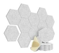Lot de 12 panneaux insonorisants autocollants, autocollants muraux décoratifs, décoration d'intérieur(Basic Hexagon Grey)