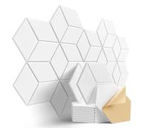 Lot de 12 panneaux insonorisants autocollants, autocollants muraux décoratifs, décoration d'intérieur(Y-Cut Hexagon White)