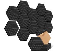 Lot de 12 Panneaux Insonorisants, JAMELO Hexagone Panneaux Acoustiques Autocollants 35x30x1cm Panneaux Insonorisants Haute Densité pour Studio d'Enregistrement & Maison & Bureaux Noir