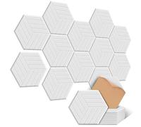 Lot de 12 Panneaux Insonorisants, JAMELO Hexagone Panneaux Acoustiques Autocollants 35x30x1cm Panneaux Insonorisants Haute Densité pour Studio d'Enregistrement & Maison & Bureaux Blanc