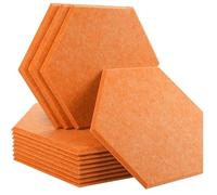 Lot de 12 panneaux insonorisants muraux for studio d'enregistrement à domicile, isolation acoustique, bande d'étanchéité for porte(8-Tangerine,Small Hexagon,1.2cm Super Density)