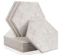 Lot de 12 panneaux insonorisants muraux for studio d'enregistrement à domicile, isolation acoustique, bande d'étanchéité for porte(3-Light Camel,Small Hexagon,0.8cm Medium Density)