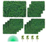 Lot De 12 Panneaux Muraux De Haie De Buis Artificiels-Duoku-61 X 40,6 Cm-Gazon Vert Résistant Aux Uv De 4 Cm-Faux Panneaux De Buis Multicolore