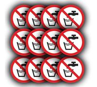 Lot de 12 panneaux « Not Drinking Water » - Autocollants en vinyle, avertissement d'eau non potable, imperméables, 85 mm - Panneaux autocollants « Do Not Drink Water »
