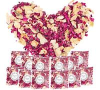 Lot de 12 paquets de confettis de fleurs naturelles à disperser pétales de rose pour mariage, décoration de mariage, anniversaire, fête, bricolage