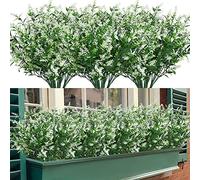 Lot de 12 Paquets de Fleurs artificielles d'extérieur résistantes aux UV - pour Suspendre - pour la Maison, Le Mariage, Le Porche, la fenêtre, Le Jardin (Blanc)