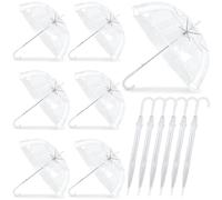 Lot de 12 parapluies transparents de mariage en vrac de 119,4 cm - Grand parapluie transparent à bulles - Coupe-vent - Avec poignée en J - Pour mariage, remise de diplôme, bal de fin d'année, fête de