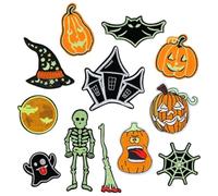 Lot de 12 Patchs Autocollants Lumineux pour Halloween, À Coudre, pour Vêtements, Chapeaux, Accessoires De Réparation