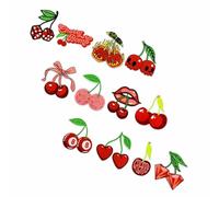 Lot de 12 Patchs Cerises Thermocollants Esthétiques Patchs Brodés Cerises