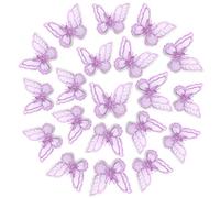 Lot de 12 patchs en dentelle papillon double couche en organza pour broderie, couture, accessoires pour mariage, robe de cheveux, chapeau (violet)