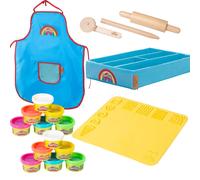 Lot de 12 pâtes à modeler + tablier + boite en tissu + tapi 3d + accessoires en bois fsc® multicolore TU