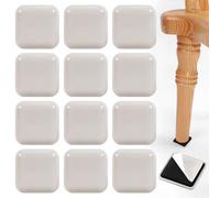 Lot de 12 patins adhésifs pour meubles - Patins de déménagement de meubles pour meubles, moquette et chaises, sols en bois dur (carré, 35 x 35 mm)