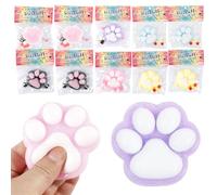 Lot de 12 pattes de chat à presser - Pour soulager le stress - Pattes de chat mignonnes et douces pour se détendre et réagir - Pour enfants et adultes