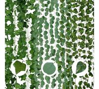 Lot de 12 Pcs Plante Artificielle - Lierre Artificiel Eucalyptus Pothos Guirlande - 2,1m Faux Lierre - Eucalyptus Artificiel - Efeutute Artificiel Decoration pour Maison Mariage Exterieur Interieur