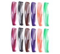 Lot de 12 peignes à cheveux 2 en 1 pour homme et femme - Portable à dents larges - Peigne coloré à dents fines
