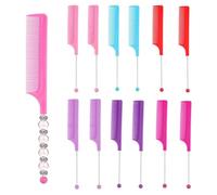 Lot de 12 peignes à perles en plastique avec barre vierge pour coiffeur - Couleurs assorties (6 couleurs)