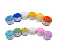 Lot de 12 pelotes de fil à touffeter de 190 g - Fil coloré en polyester et coton - Fil à tricoter 8 fils pour pistolet à touffeter et aiguille à poinçonner - Fil à crochet de 5 mm pour tapis/pull