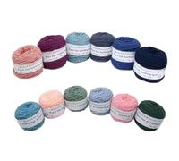 Lot de 12 pelotes de fil à touffeter de 190 g - Fil coloré en polyester et coton - Fil à tricoter 8 fils pour pistolet à touffeter et aiguille à poinçonner - Fil à crochet de 5 mm pour tapis/pull