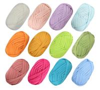 Lot de 12 pelotes de fil élastique pour tricot à faire soi-même - Spaghetti épais - Pour sac à main, couverture, coussin, projets de crochet, décoration d'intérieur
