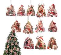 Lot de 12 pendentifs en forme de sapin de Noël en acrylique en forme de fille pour balcon, jardin, rebord de fenêtre, porte, chambre à coucher, café, restaurant
