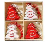 Lot de 12 pendentifs festifs en bois pour sapin de Noël et travaux manuels saisonniers, y compris scrapbooking (arbres de Noël)