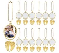 Lot de 12 pendentifs vierges à sublimation en forme d'aile d'ange pour la fabrication de porte-clés, comprend 24 feuilles de transfert